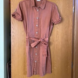 Rustic Orange Button Down Dress